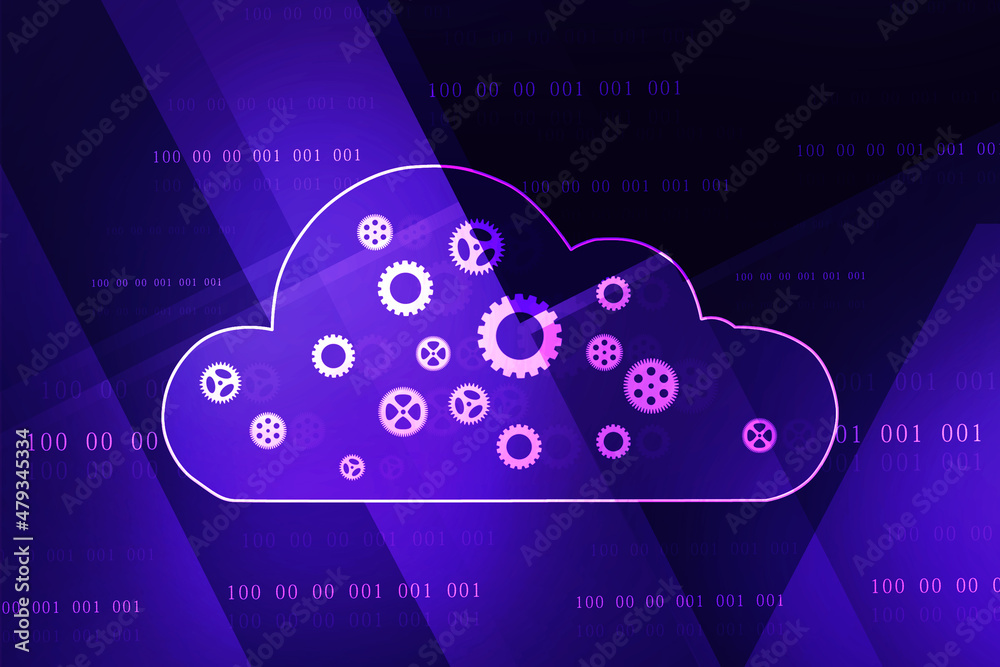 2D rendering illustration. gears with cloud 2D rendering illustration. gears with cloud