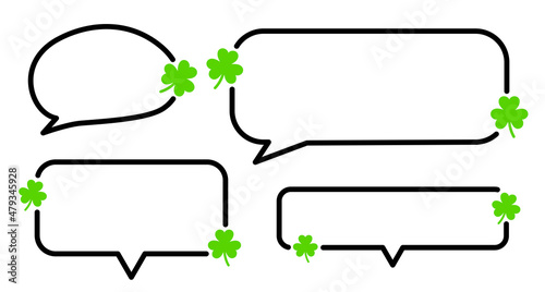 Set of rectangle speech bubbles with green clover sign.