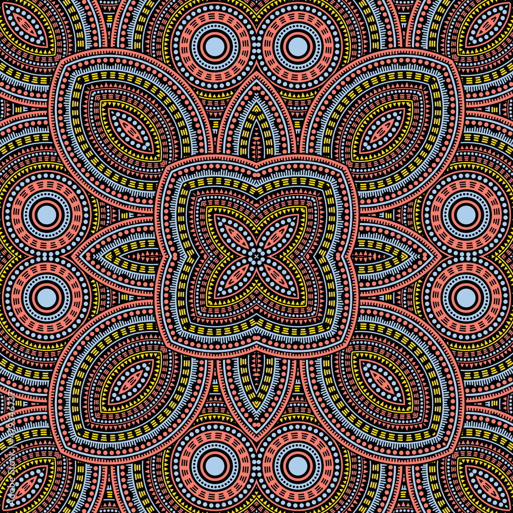 Luxury portugese azulejo tile seamless pattern. Ethnic geometric vector patchwork. Pottery print design. Stylish lisbon azulejo tilework endless pattern. Line art graphic background.