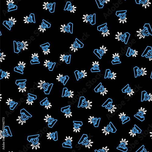 Line Statue of Liberty icon isolated seamless pattern on black background. New York, USA. Vector