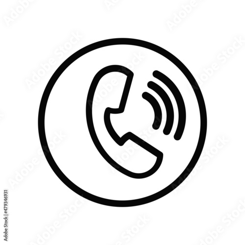 Call phone vector graphic icon. Silhouette of a speaking tube of an old landline wired telephone. photo