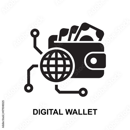 Digital wallet icon isolated on white background vector illustration.