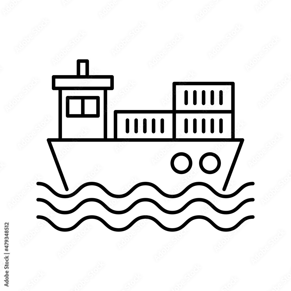 Sea Shipment vector Outline Icon Design illustration. Shipping and Delivery Symbol on White background EPS 10 File