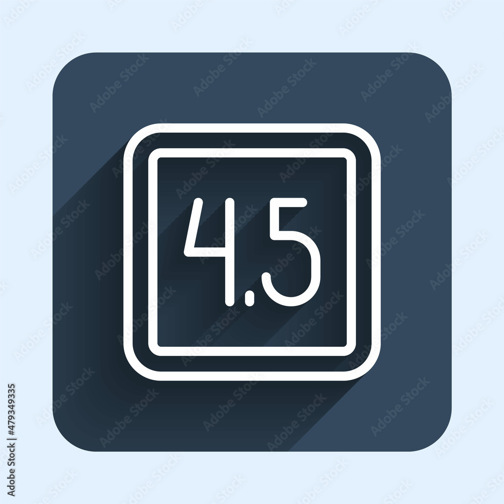 White line Film or movie cinematography rating or review icon isolated with long shadow background. Blue square button. Vector White line Film or movie cinematography rating or review icon isolated with long shadow background. Blue square button. Vector