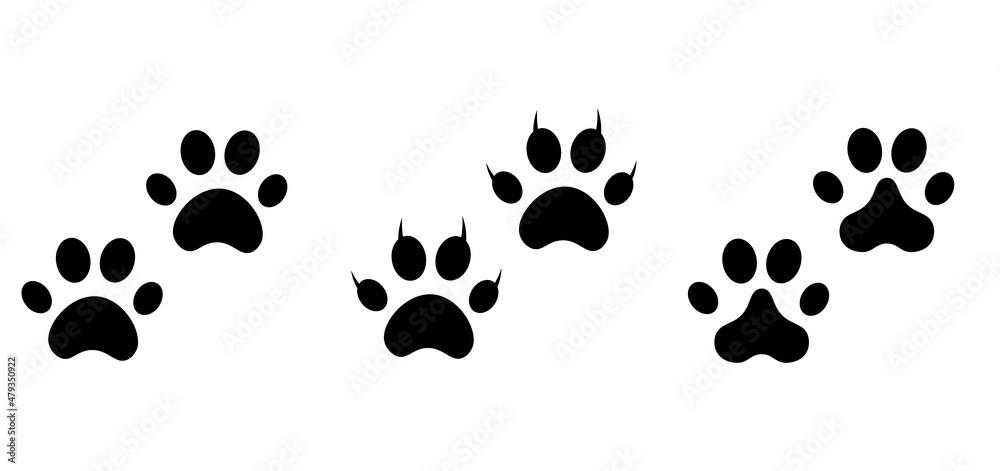 Paw print. Black vector icon. Cute silhouette of a foot of a pet, dog or cat. Leg of a wild animal with claws. Design for children's illustrations
Paw print. Black vector icon. Cute silhouette of a foot of a pet, dog or cat. Leg of a wild animal with claws. Design for children's illustrations