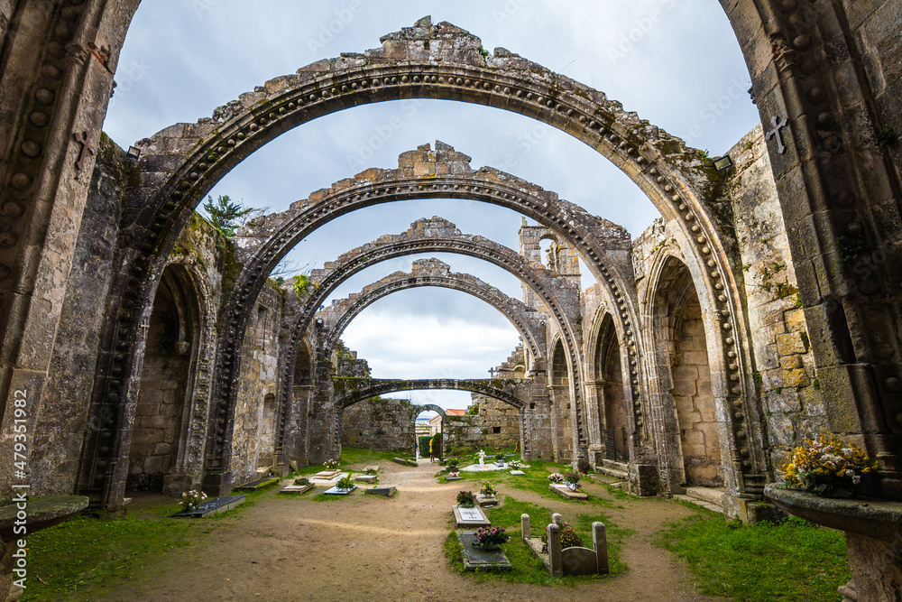 famous cemetery of cambados in galicia, Spain - obrazy, fototapety, plakaty 