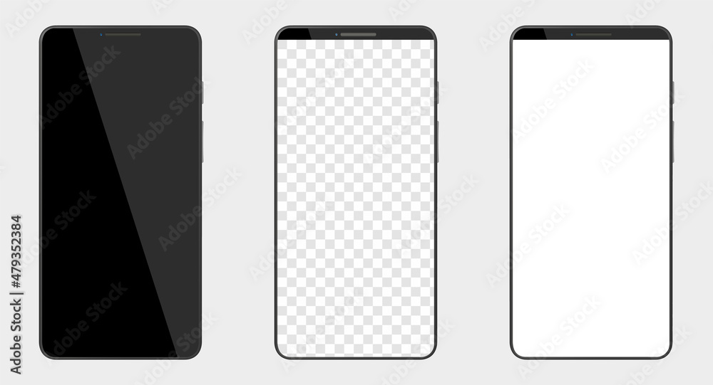 Set of realistic smartphone mockup with blank screen. Phone display template Set of realistic smartphone mockup with blank screen. Phone display template