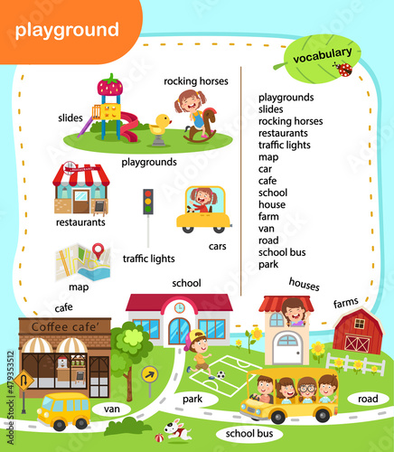 education vocabulary playground vector illustration