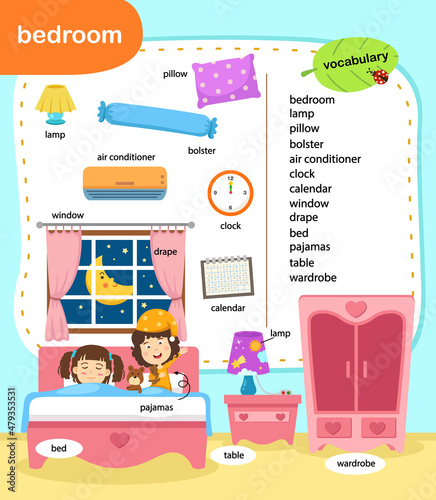 education vocabulary bedroom vector illustration photo