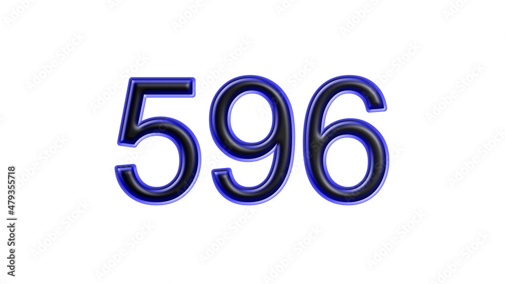 blue 596 number 3d effect white background blue 596 number 3d effect white background