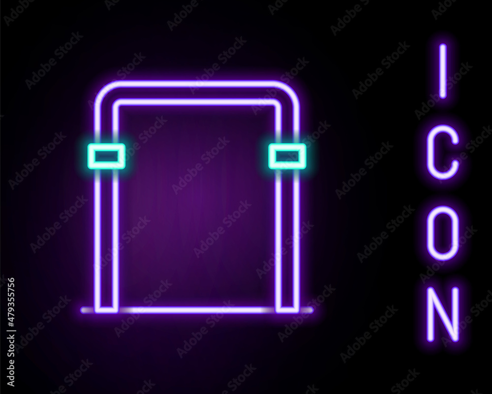 Glowing neon line Sport horizontal bar icon isolated on black background. Colorful outline concept. Vector Glowing neon line Sport horizontal bar icon isolated on black background. Colorful outline concept. Vector
