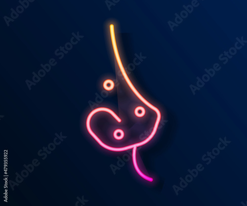 Glowing neon line Acne icon isolated on black background. Inflamed pimple on the skin. The sebum in the clogged pore promotes the growth of a bacteria. Vector