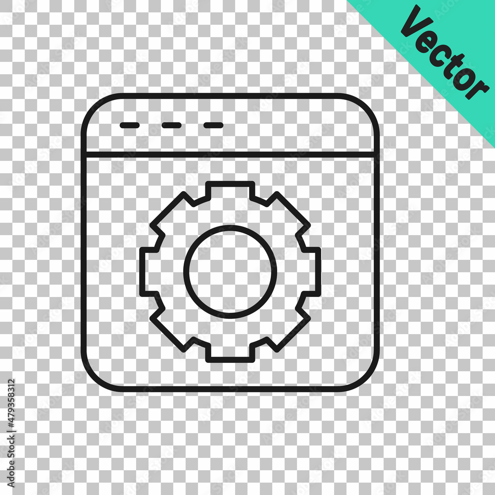 Black line Browser setting icon isolated on transparent background. Adjusting, service, maintenance, repair, fixing. Vector Black line Browser setting icon isolated on transparent background. Adjusting, service, maintenance, repair, fixing. Vector