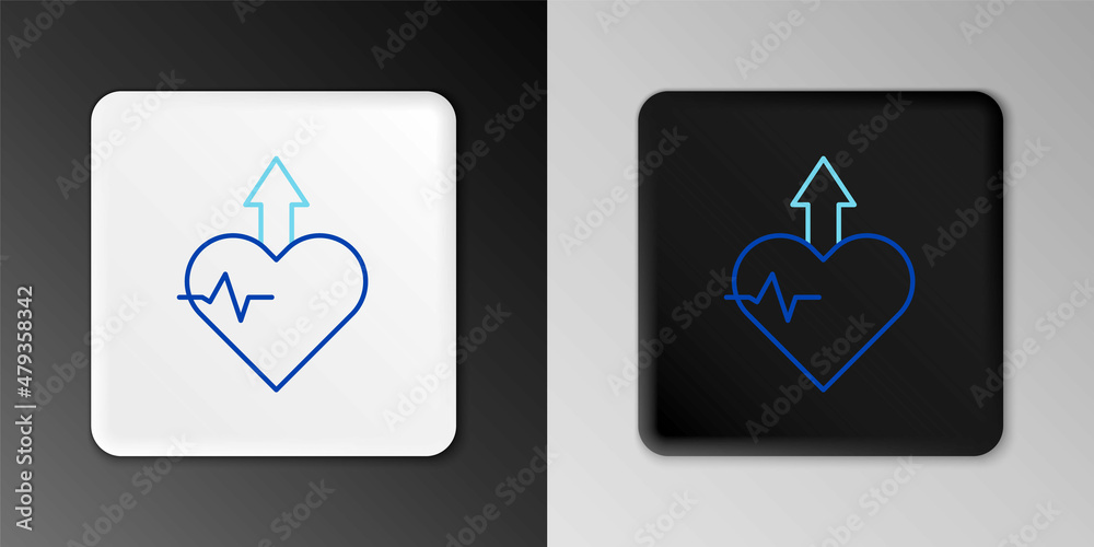 Line Heartbeat increase icon isolated on grey background. Increased heart rate. Colorful outline concept. Vector Line Heartbeat increase icon isolated on grey background. Increased heart rate. Colorful outline concept. Vector
