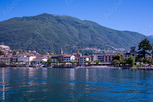 View of the Lake Maggiore, between the lovely cities of Locarno and Ascona, Ticino, Southern Switzerland #479359154