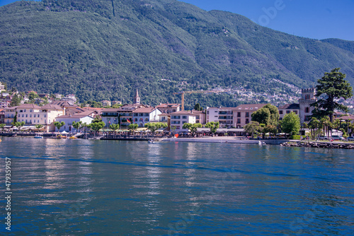 View of the Lake Maggiore, between the lovely cities of Locarno and Ascona, Ticino, Southern Switzerland #479359157