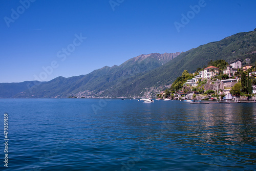 View of the Lake Maggiore, between the lovely cities of Locarno and Ascona, Ticino, Southern Switzerland © lucazzitto
