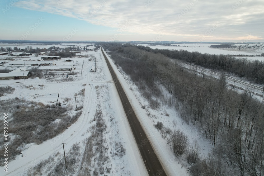 A road stretching into the distance from a height A road stretching into the distance from a height