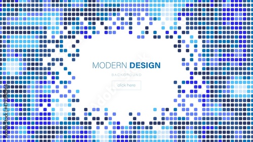 Mosaic vector background. Random pattern design Texture of geometric shapes, smooth squares. Digital network, cells. Building. Tetris. Poster of business, social networks, medicine, technology, web.