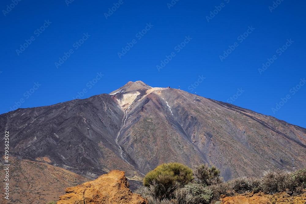 Beautiful view of Teide (Mount Teide) Volcano Mountain in Taide Park. Teide Peak is the highest point in Spain. Tenerife, Canary Islands, Spain.