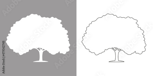 Tree silhouettes. Vector Mockup for laser cutting, wall sticker, panel, logo, icon, sticker. Vector illustration. EPS10.