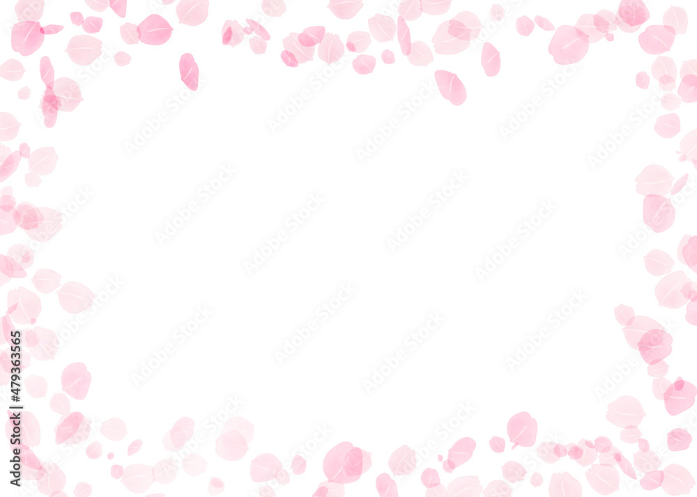 Back illustration of dancing cherry blossom petals 01