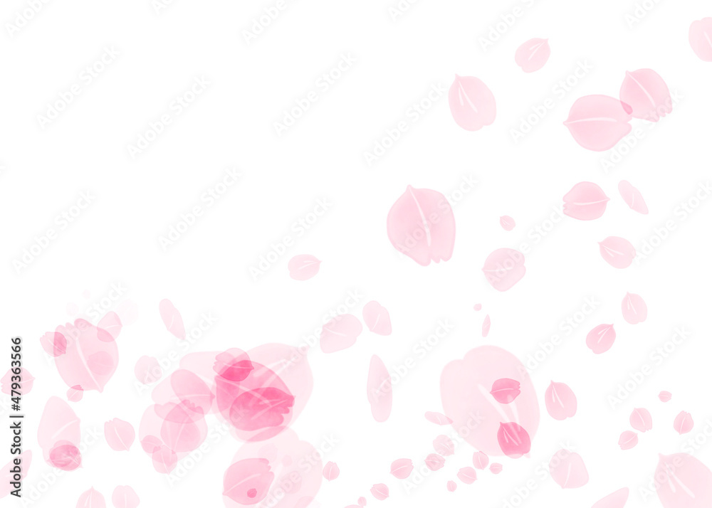Back illustration of dancing cherry blossom petals 02