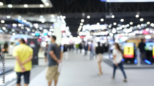 Abstract background blurred many people in the exhibition expo event or trade fair