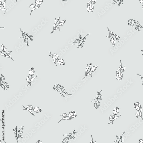 Tulip flowers seamless pattern. Stock vector illustration eps10. © Yevheniia