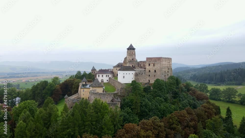 Aerial view of the castle in Stara Lubovna, Slovakia Aerial view of the castle in Stara Lubovna, Slovakia