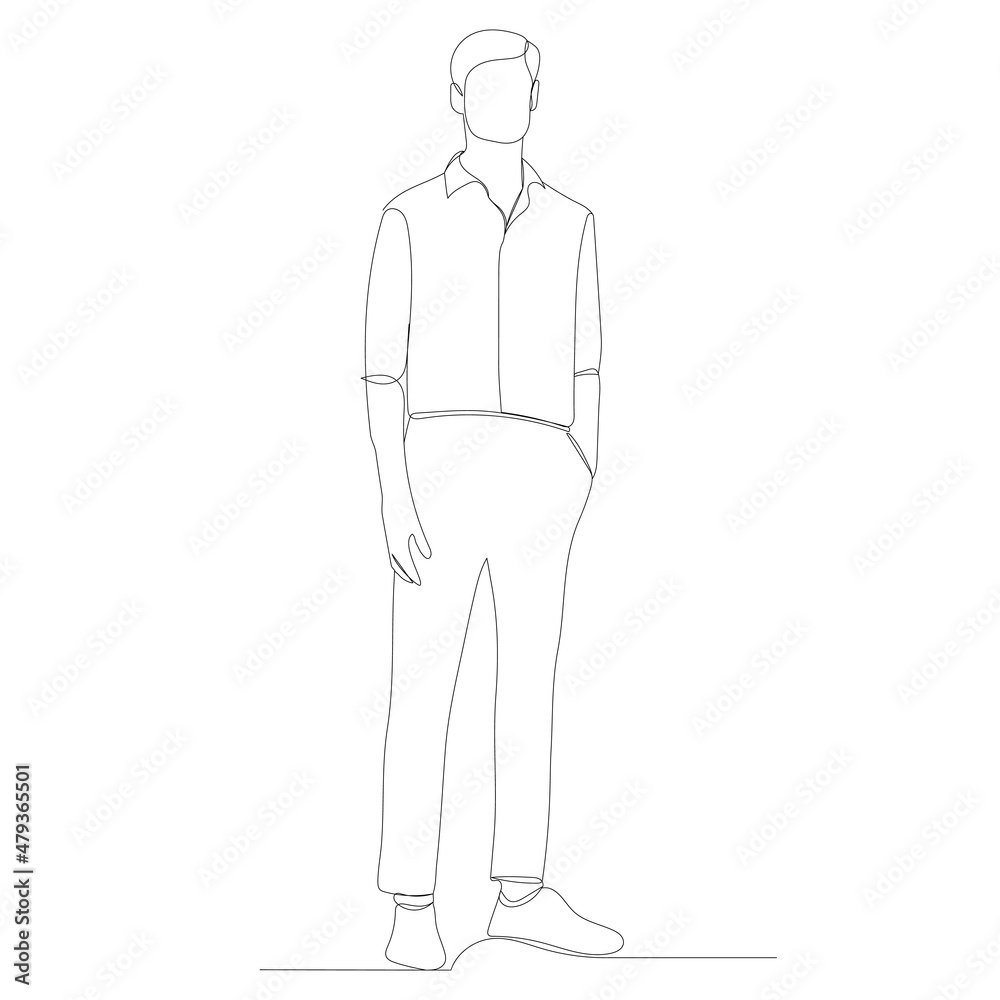 man drawing by one continuous line, isolated man drawing by one continuous line, isolated
