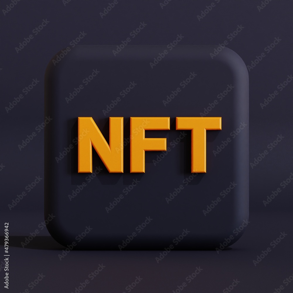 NFT cryptocurrency symbol logo 3d illustration NFT cryptocurrency symbol logo 3d illustration