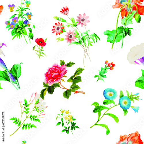Beautiful seamless repeated vintage florals patterns free download perfect for fabrics, t-shirts packaging etc
