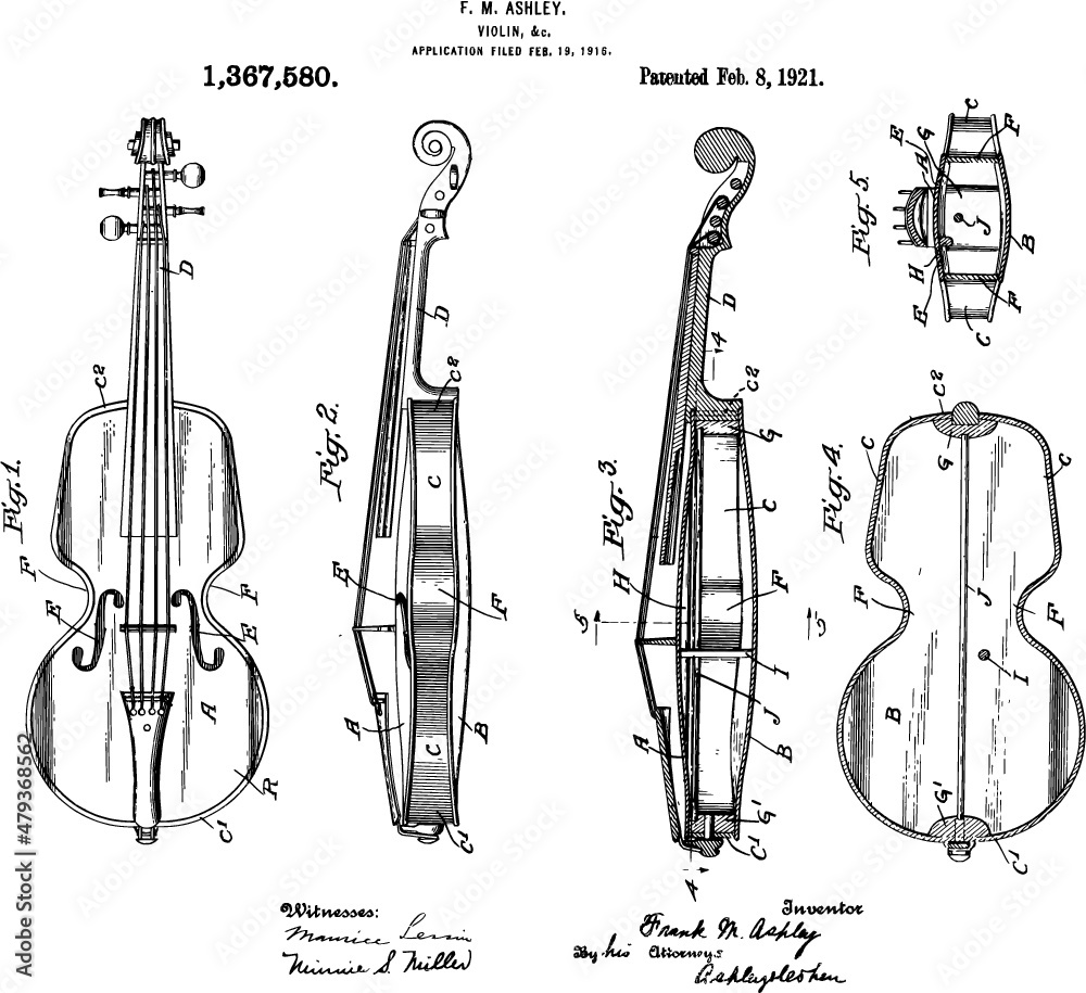 Violin Patent, was invented on 1921. Stock Vector Adobe Stock