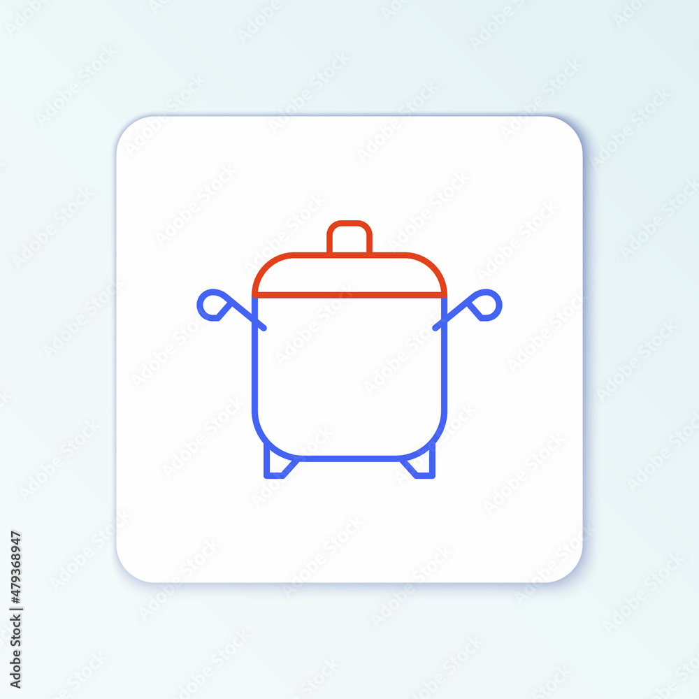 Line Cooking pot icon isolated on white background. Boil or stew food symbol. Colorful outline concept. Vector Line Cooking pot icon isolated on white background. Boil or stew food symbol. Colorful outline concept. Vector