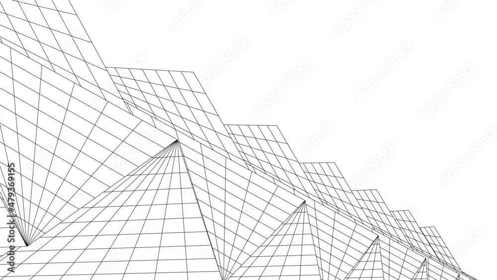Modern architecture abstract drawing vector illustration