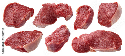 Raw beef meat isolated on white background