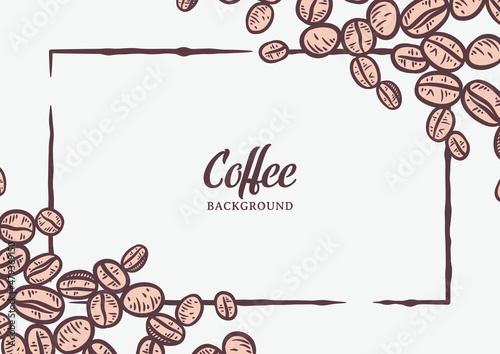Hand drawn background with coffee beans
