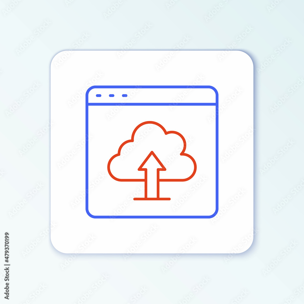 Line Cloud upload icon isolated on white background. Colorful outline concept. Vector Line Cloud upload icon isolated on white background. Colorful outline concept. Vector