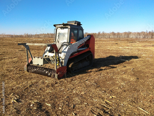 forestry mulcher in a forest clearing