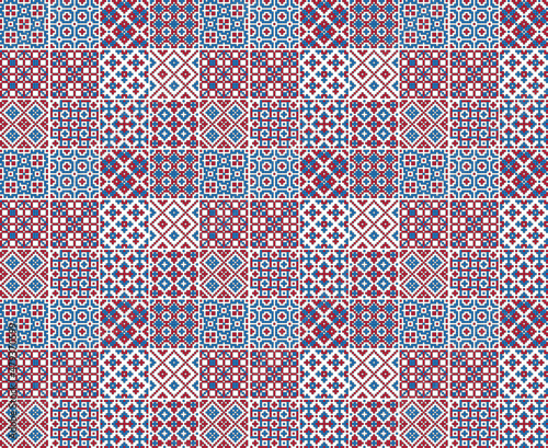 Vector background - geometric ethnic pattern similar to a patchwork quilt.