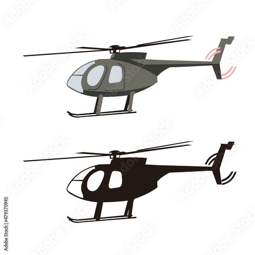 modern helicopter transportation side view vector design