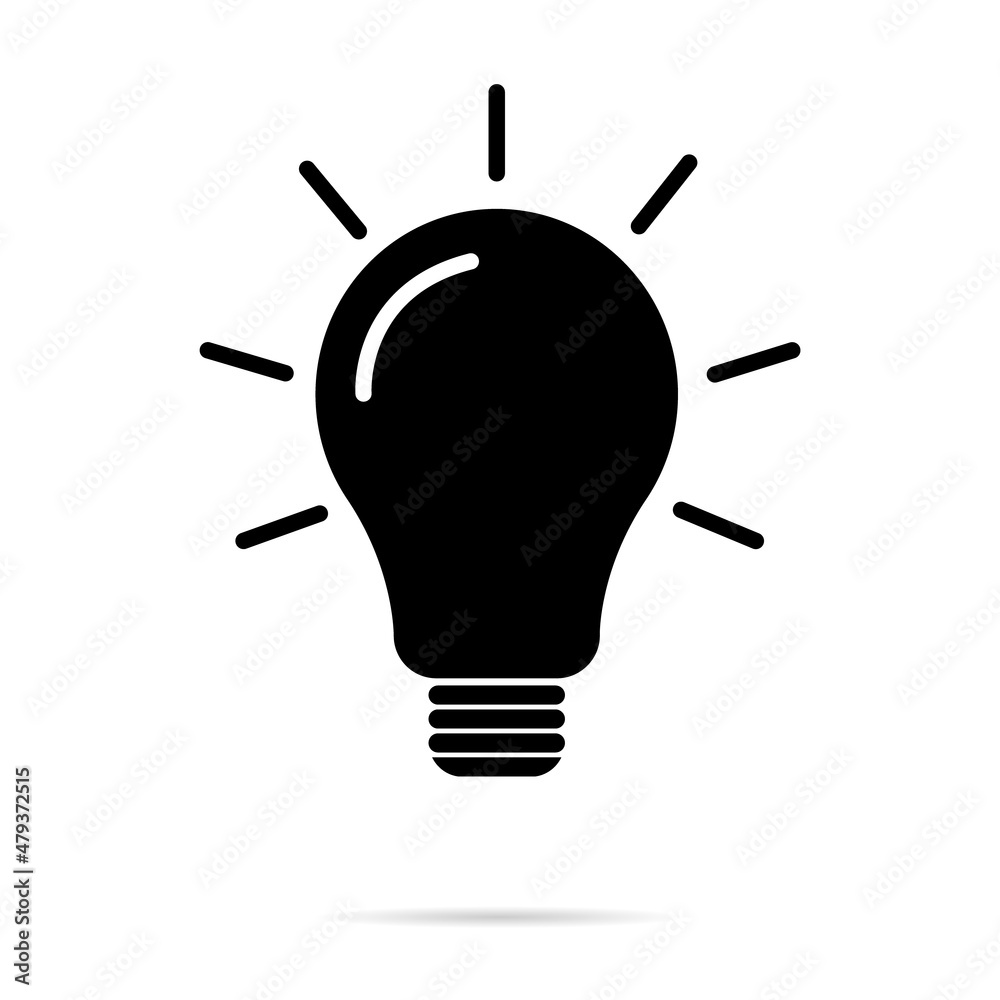 Light bulb icon, Lightbulb energy symbol Electric power vector illustration isolated on white background Black and white design Light bulb icon, Lightbulb energy symbol Electric power vector illustration isolated on white background Black and white design