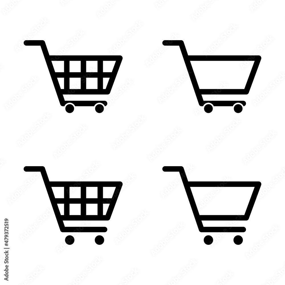 Set of shopping cart sale icon, market story shop vector illustration symbol isolated on white background