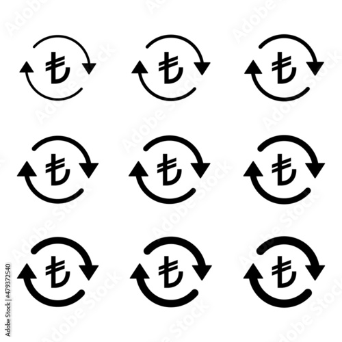 Set of turkish lira money icon, Collection of tl business sign, market economy vector illustration