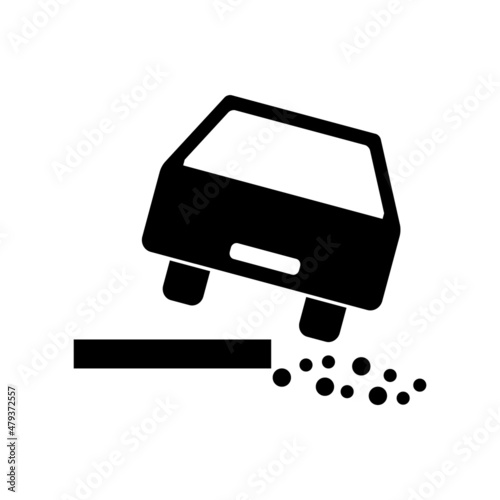 Road danger car icon, traffic street caution sign, roadsign vector illustration, warning vehicle