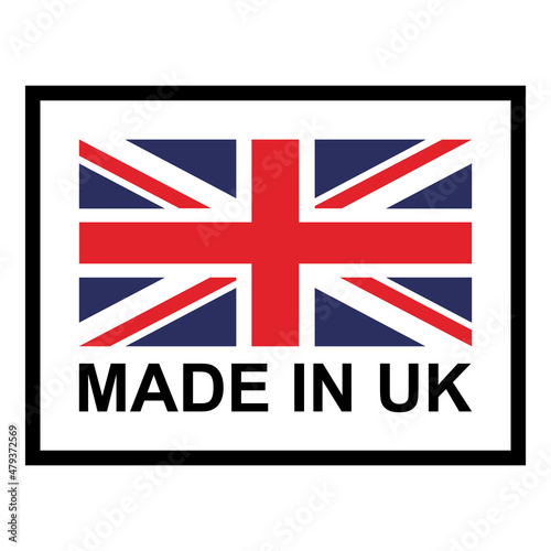Made in UK seal, product tag label sign, sticker quality stamp vector illustration