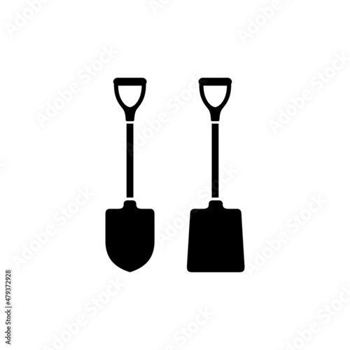 Shovel and farming spade simple flat icon vector