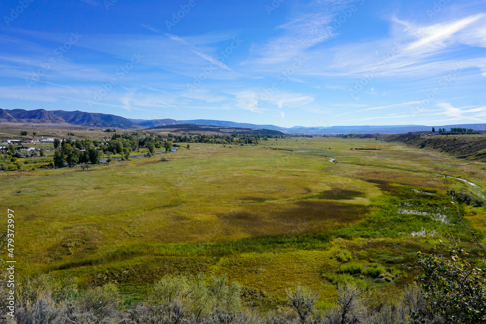 View of the White River Valley and the town of Meeker Colorado View of the White River Valley and the town of Meeker Colorado