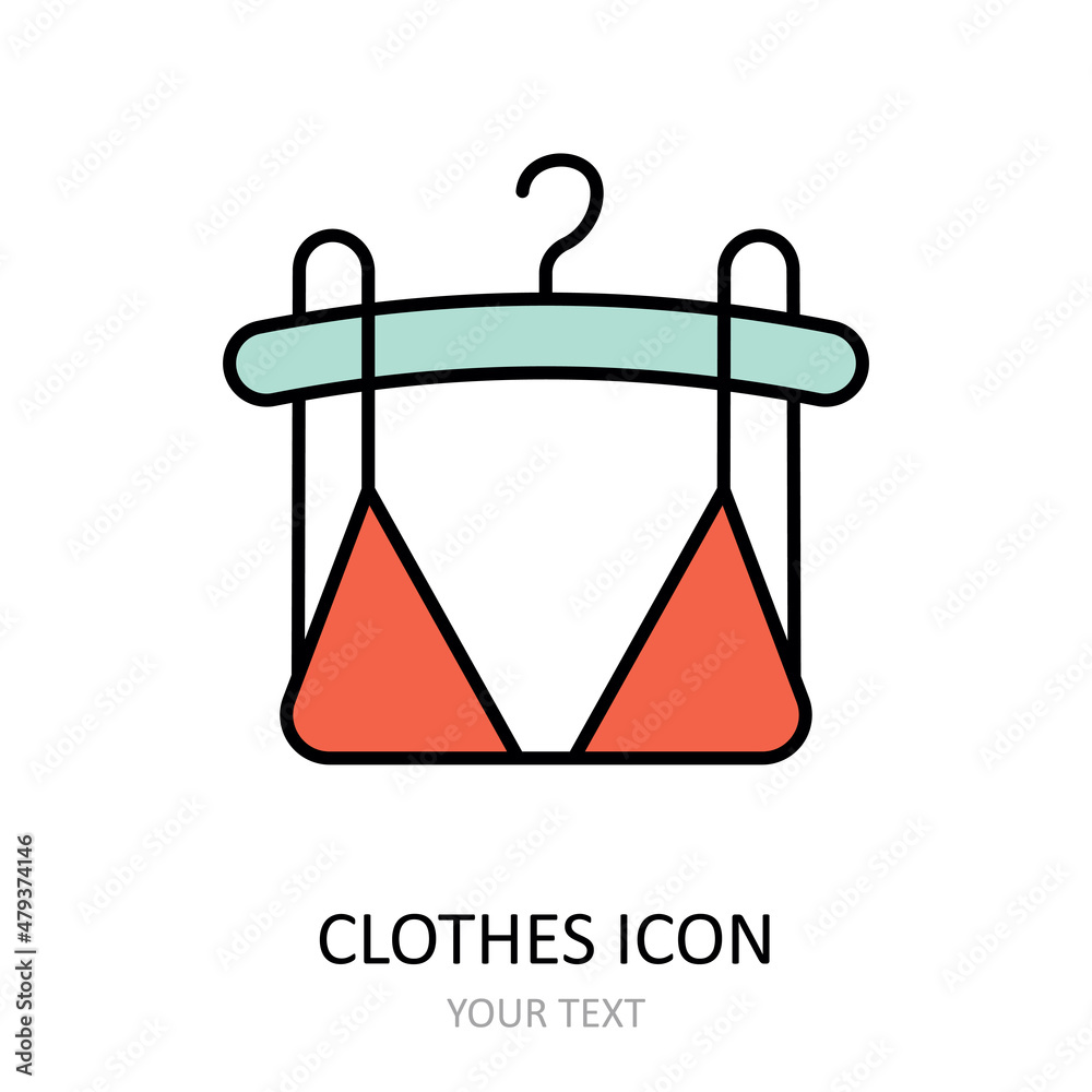 Vector illustration with bra icon. Outline drawing.